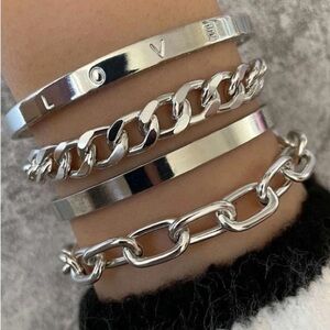 Silver Love  Bracelet Stack (7108)